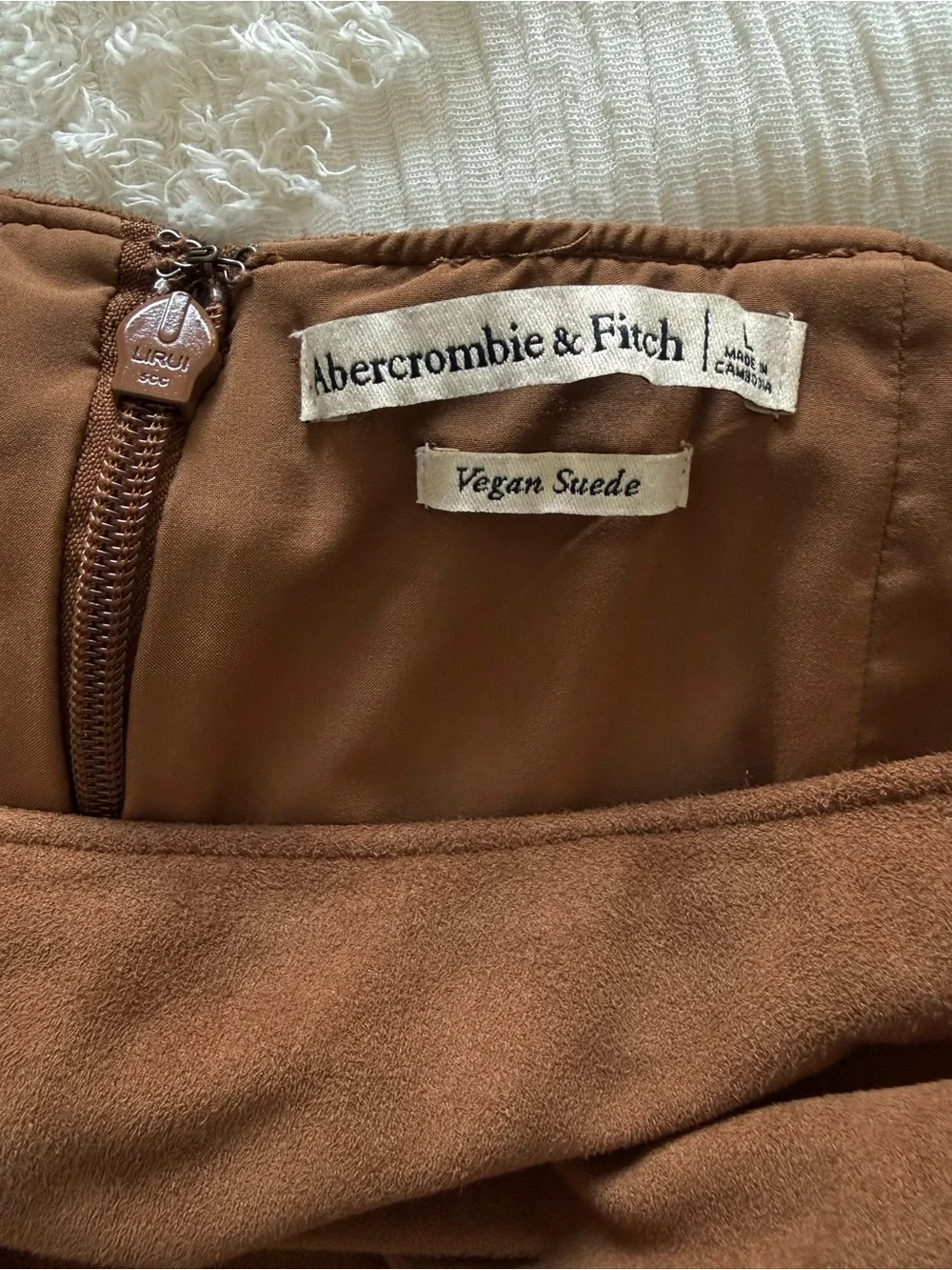 Abercrombie & Fitch Camel Faux-Suede Wrap Mini Skirt